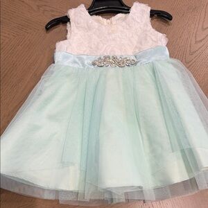 Rare Editions White and Mint Kids Dress